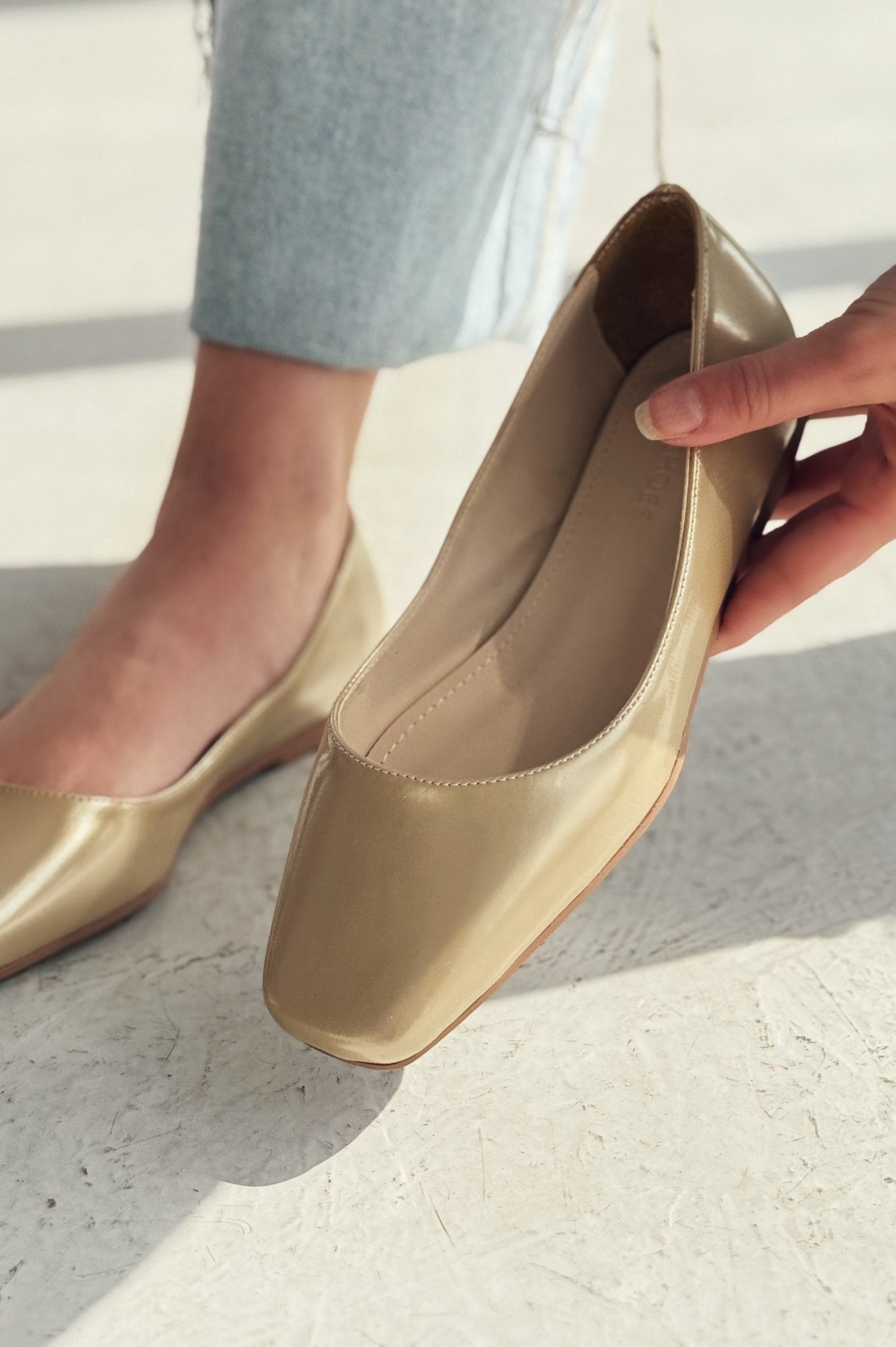 Canris Mat Gold Küt Burun Mary Jane Babet - ILOVESHOES