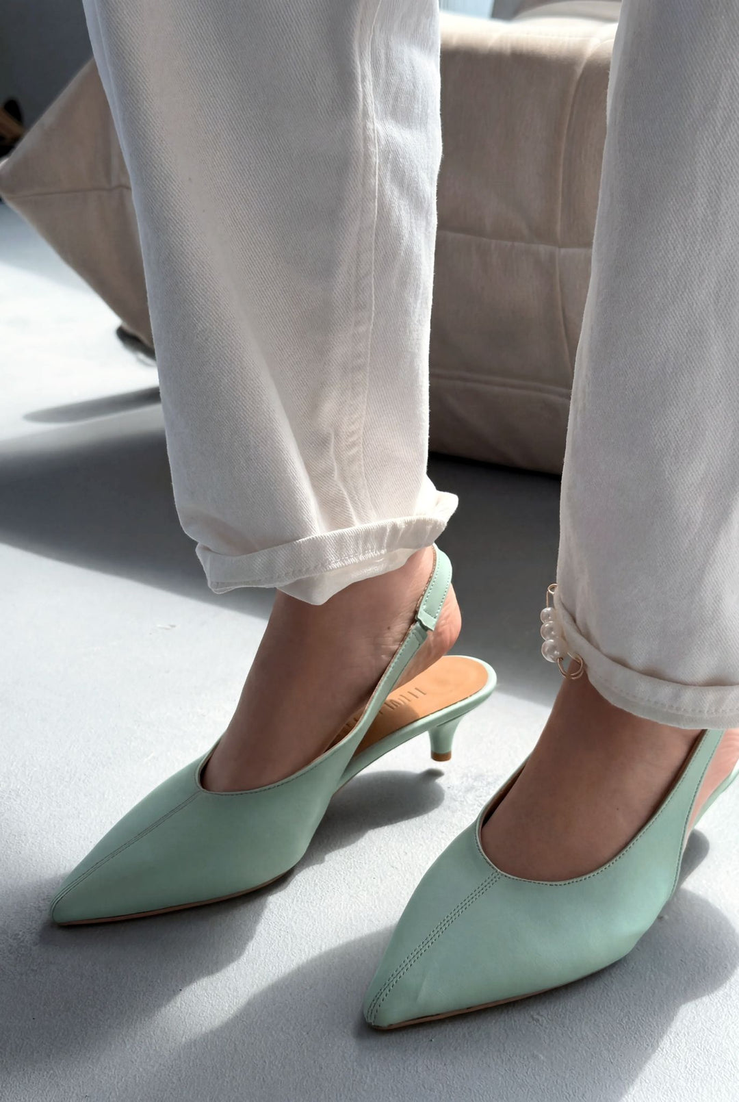 Selor Yeşil Mat Deri Kadın Stiletto - ILOVESHOES