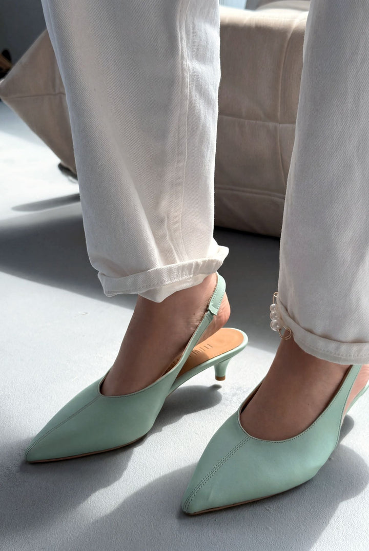 Selor Yeşil Mat Deri Kadın Stiletto - ILOVESHOES