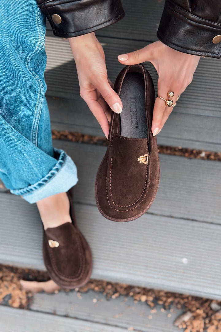 Rasen Kadın Loafer Acıkahve Hakiki Süet - ILOVESHOES