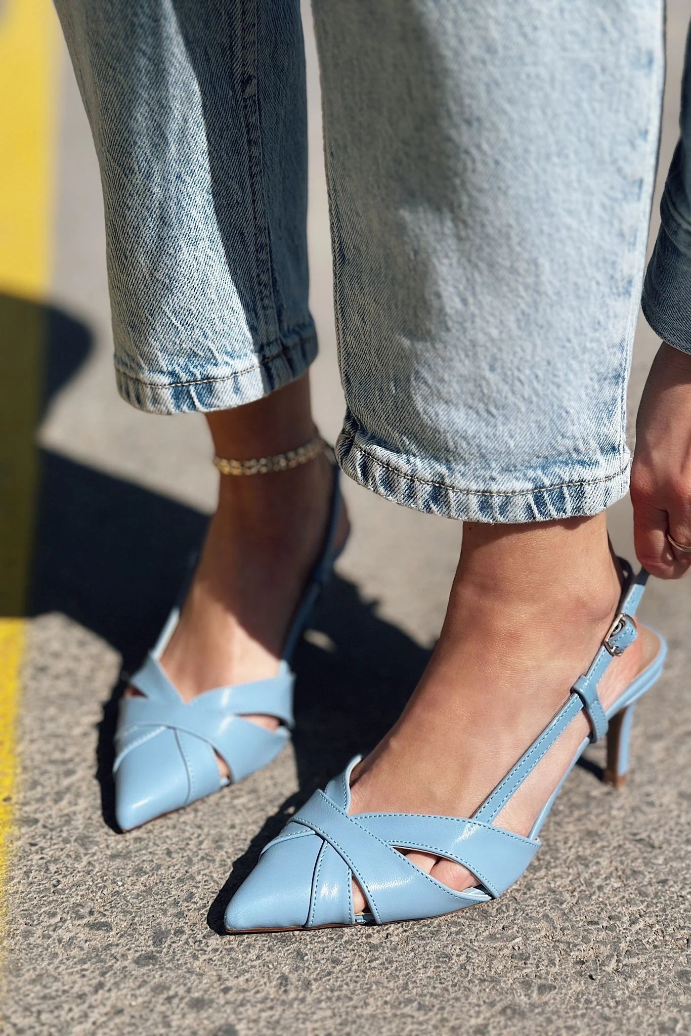 Peraps Mat Deri Yüksek Topuklu Stiletto Bebek Mavisi