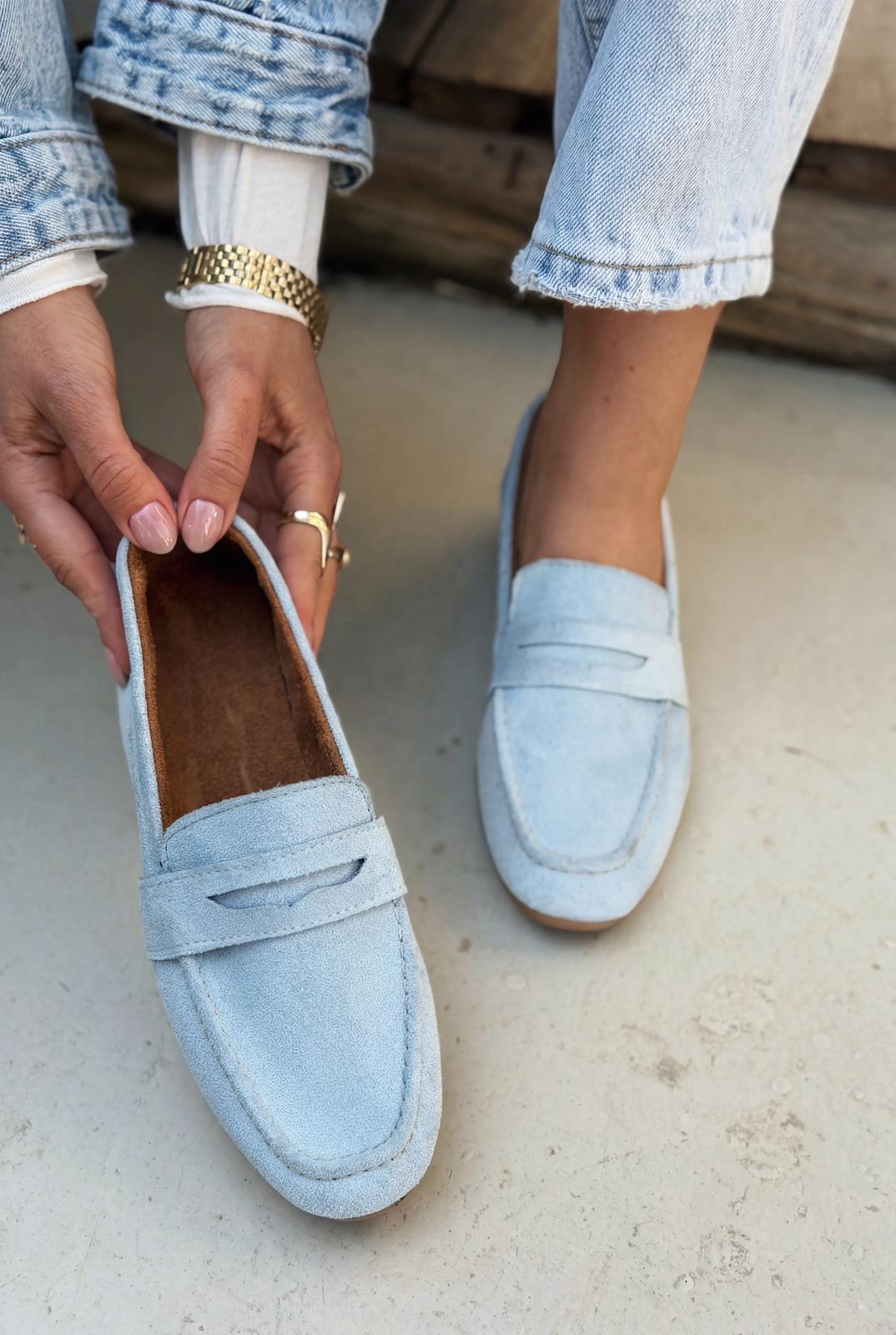 Orvino Bebek Mavisi Süet Günlük Kadın Babet - ILOVESHOES