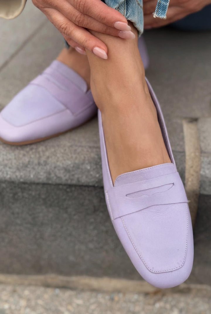 Melniel Hakiki Deri Kadın Loafer Lila - ILOVESHOES