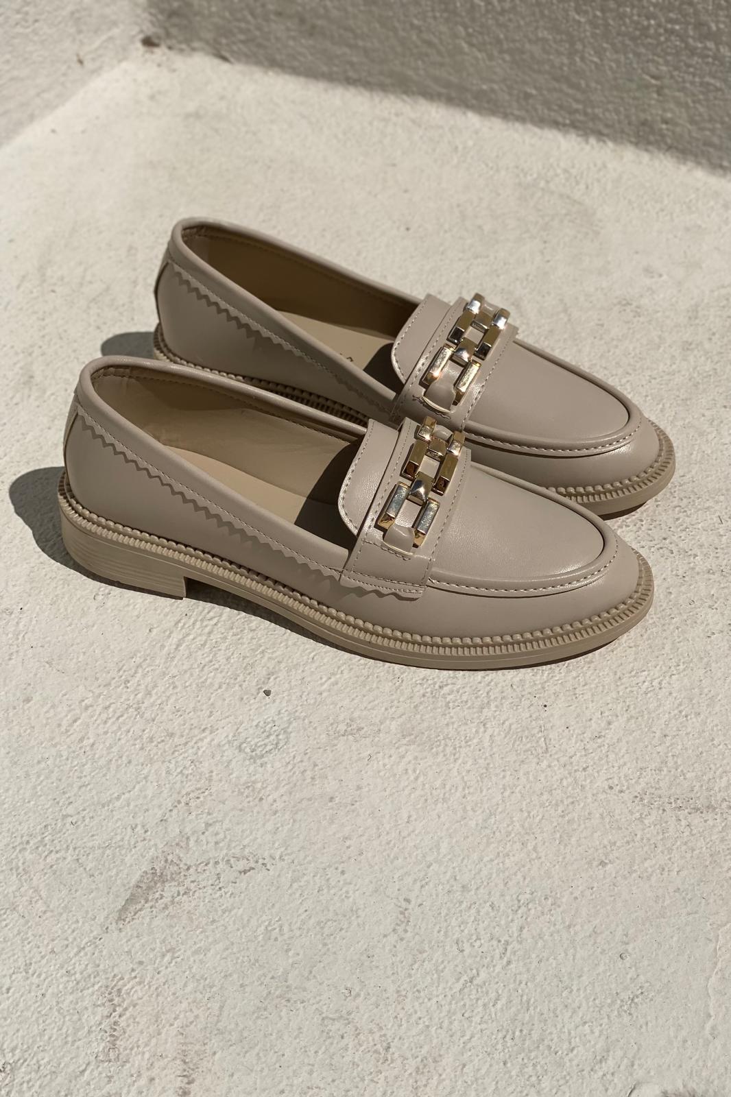 Yovric Mat Deri Bej Kadın Loafer - ILOVESHOES