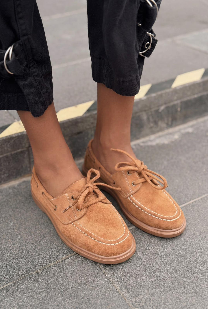 Morin Kadın Oxford Ayakkabı Taba Süet - ILOVESHOES