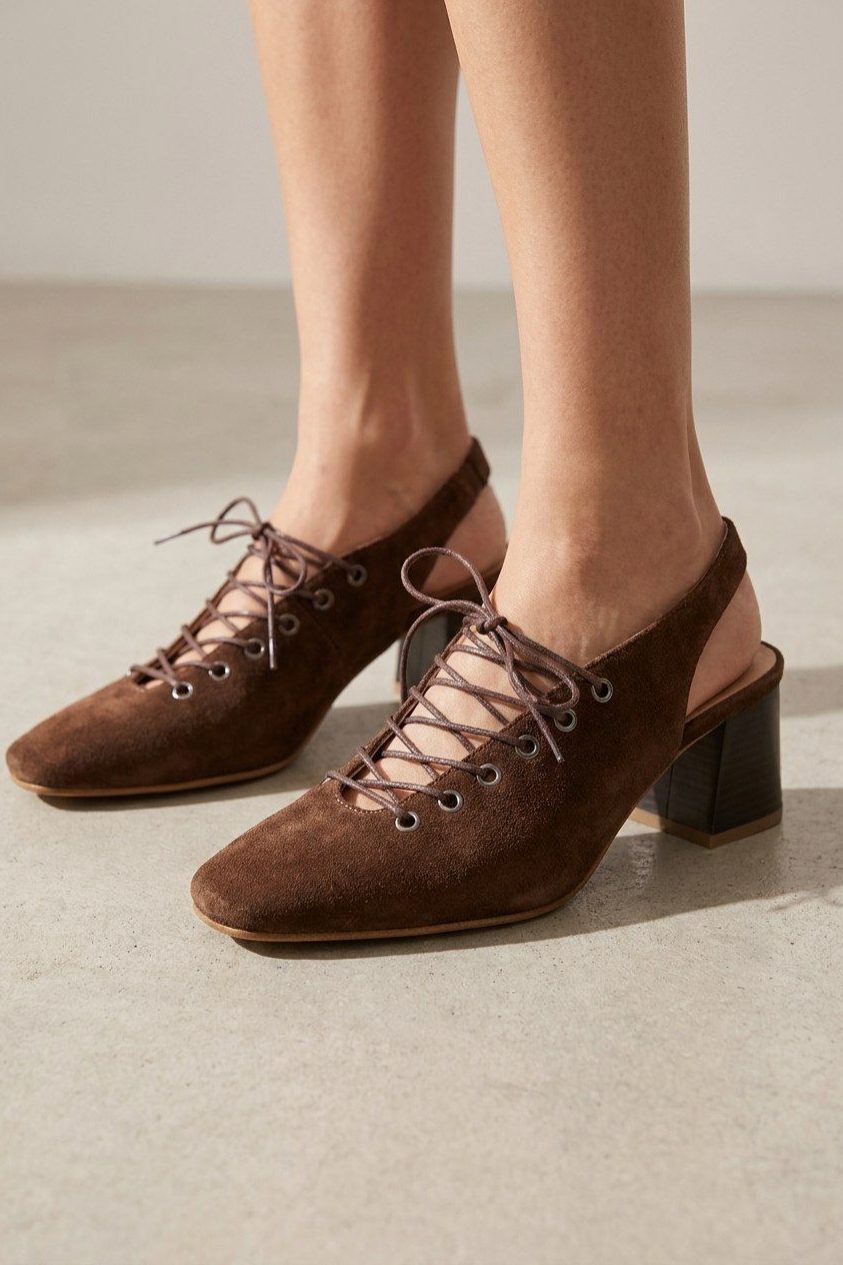 Yorella Acı Kahve Süet Kadın Topuklu Ayakkabı - ILOVESHOES