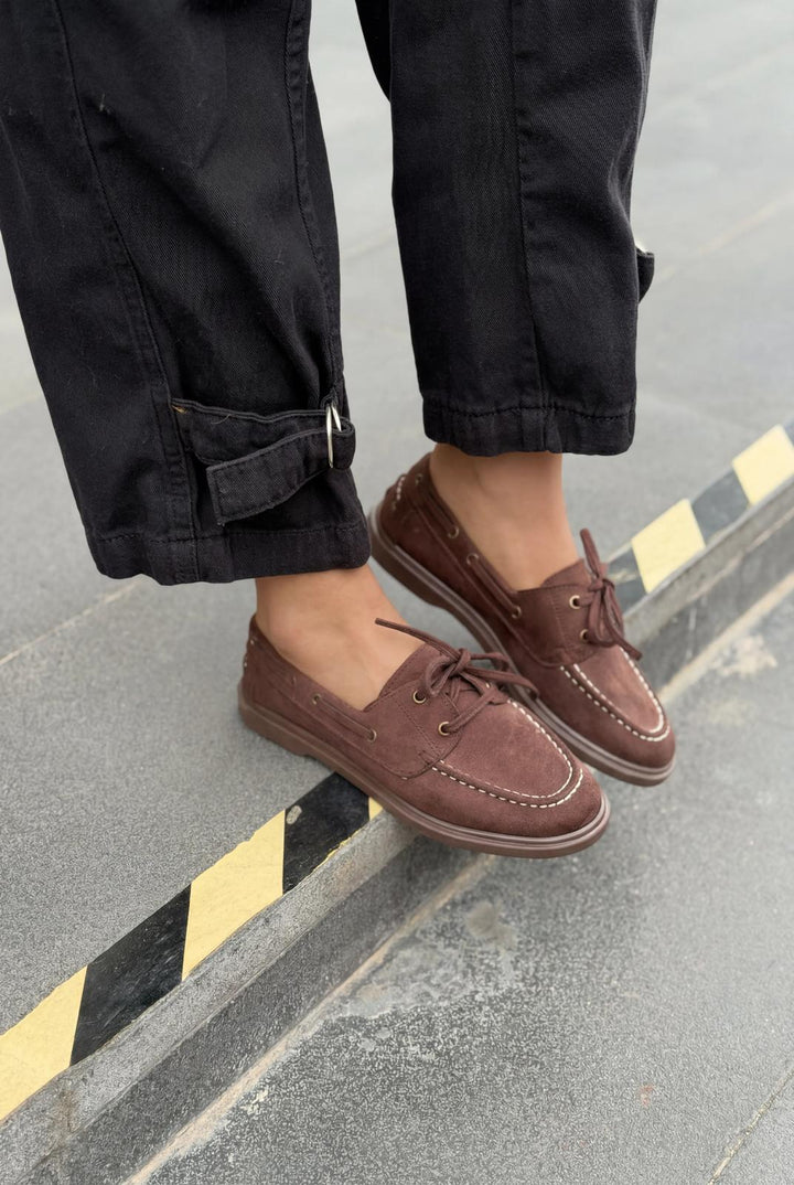 Morin Kadın Oxford Ayakkabı Acıkahve Süet - ILOVESHOES