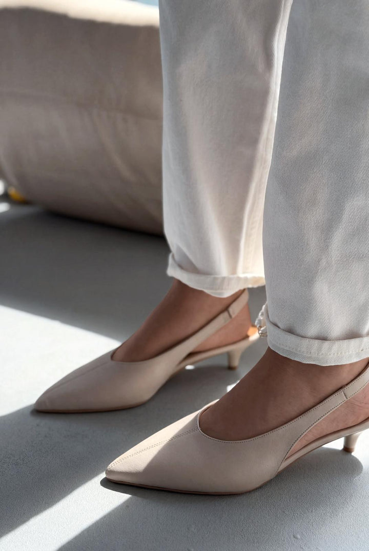 Selor Bej Mat Deri Kadın Stiletto - ILOVESHOES