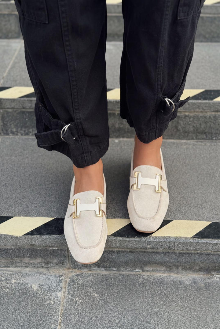 Elara Kadın Loafer Bej Süet - ILOVESHOES