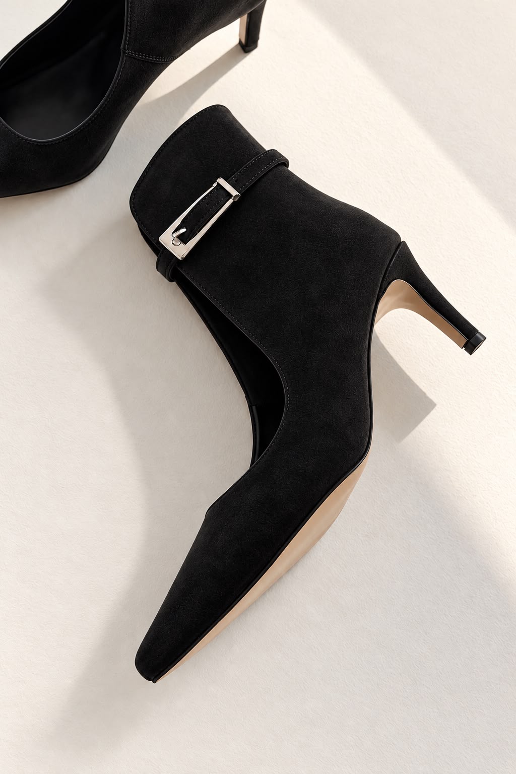 Torvex Siyah Süet Kadın Topuklu Ayakkabı - ILOVESHOES