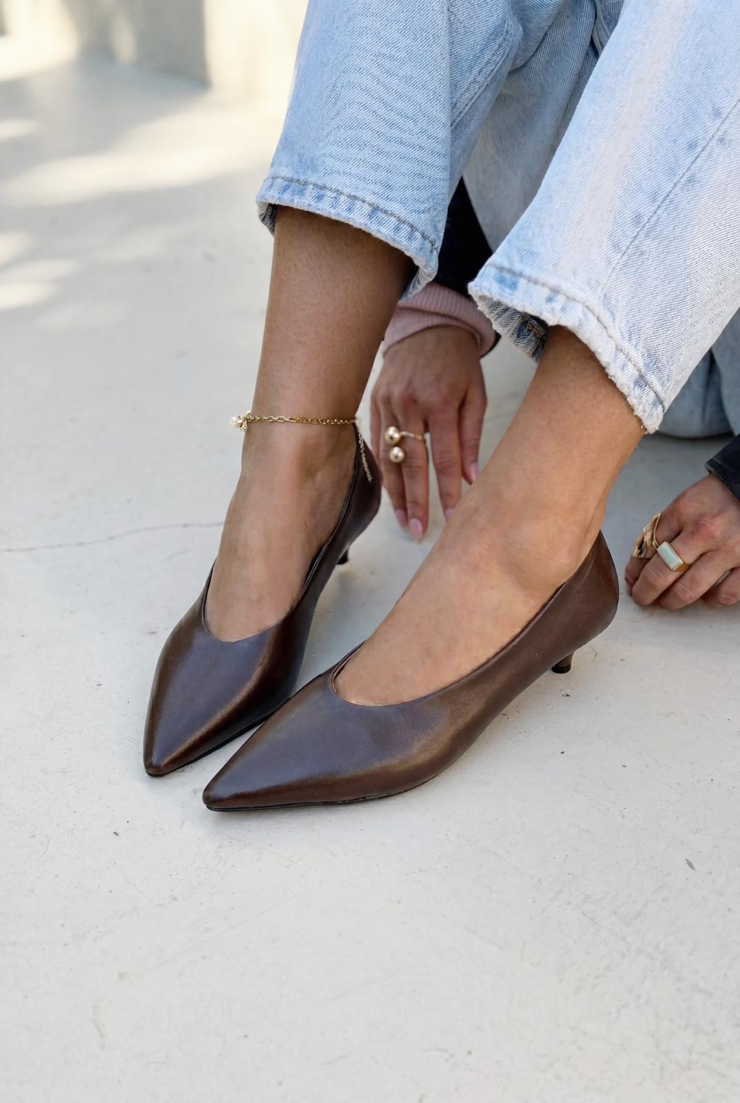 Seranis Stiletto Acıkahve Mat Deri - ILOVESHOES