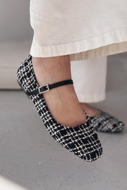 Edwons Tüvit Desenli Kadın Babet Siyah - ILOVESHOES