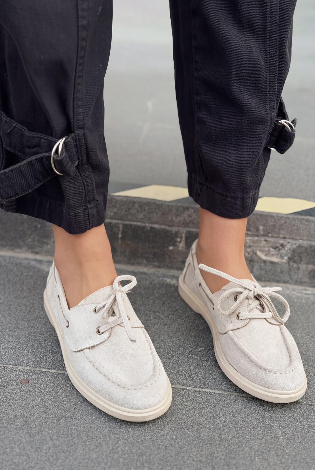 Morin Kadın Oxford Ayakkabı Bej Süet - ILOVESHOES