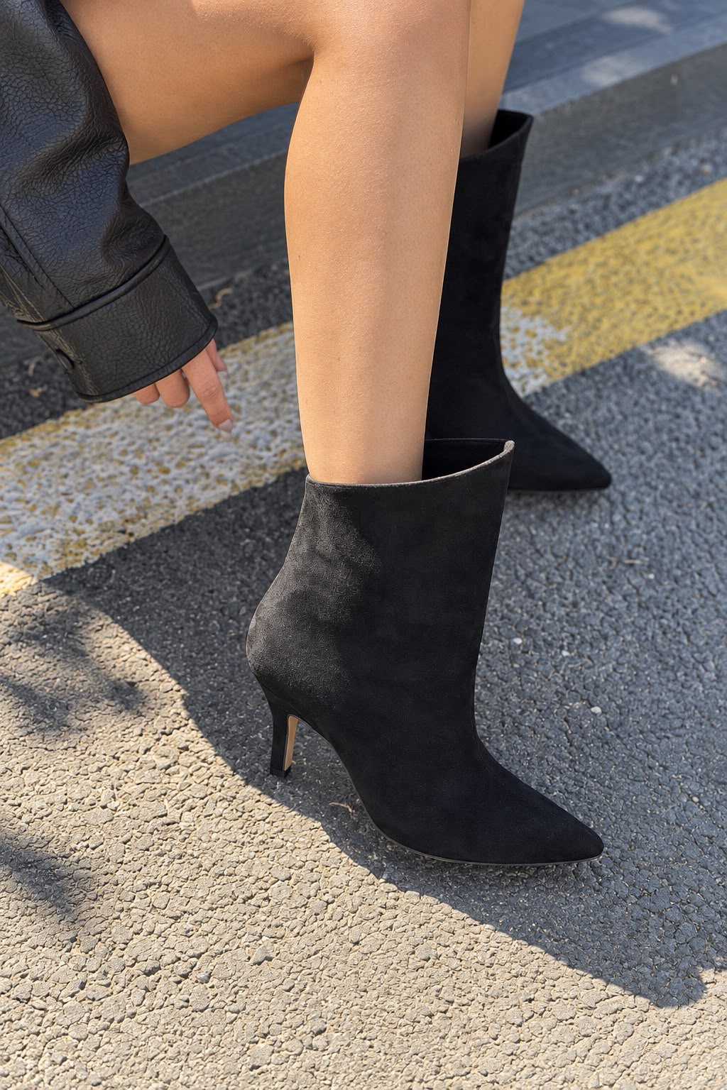 Alwens Siyah Süet Kadın Topuklu Bot - ILOVESHOES