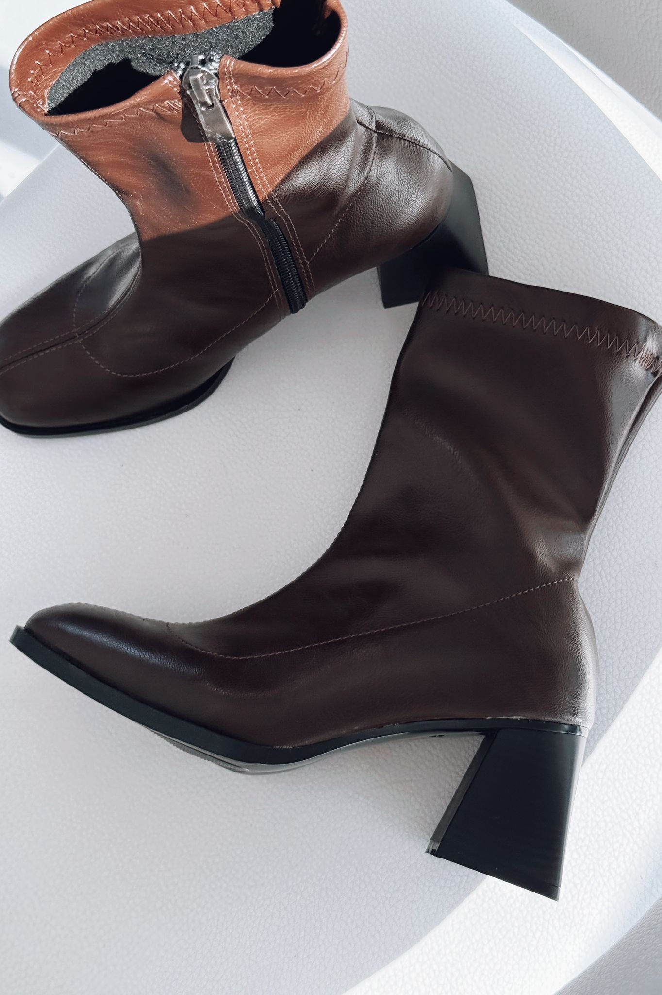 Relino Kadın Topuklu Steç Bot Acıkahve Mat Deri - ILOVESHOES
