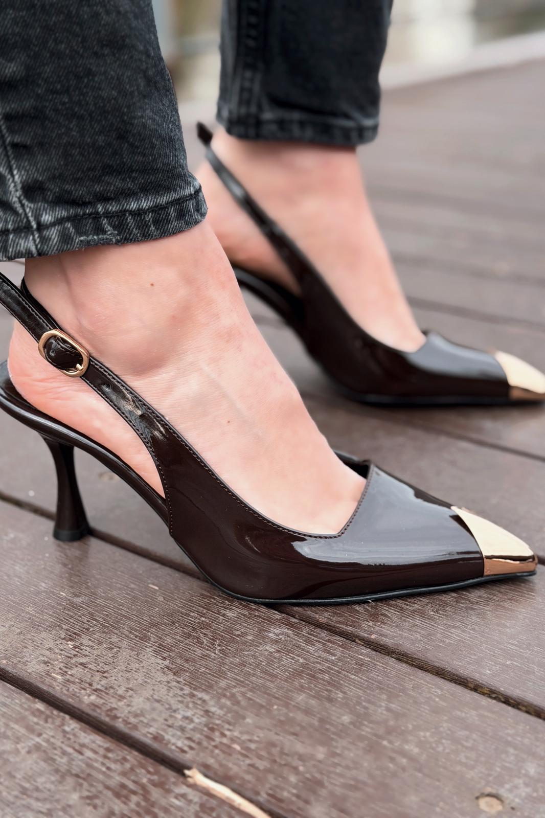 Caligo Stiletto Acıkahve Rugan - ILOVESHOES