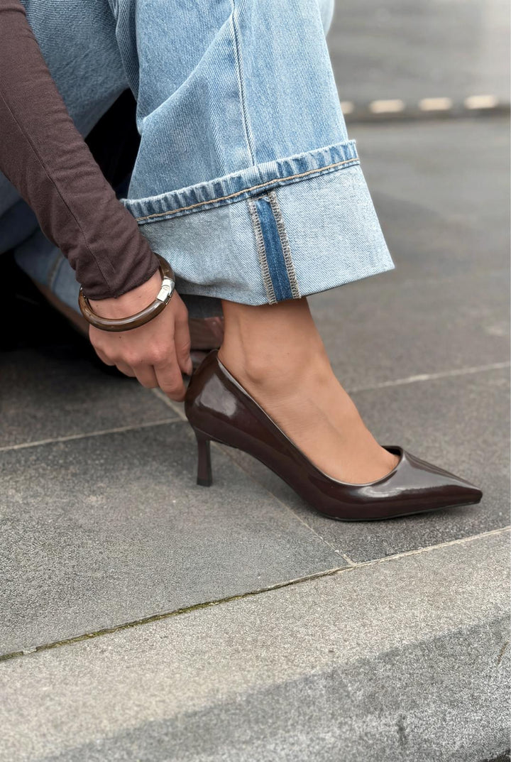 Delvion Acıkahve Rugan Kadın Stiletto - ILOVESHOES