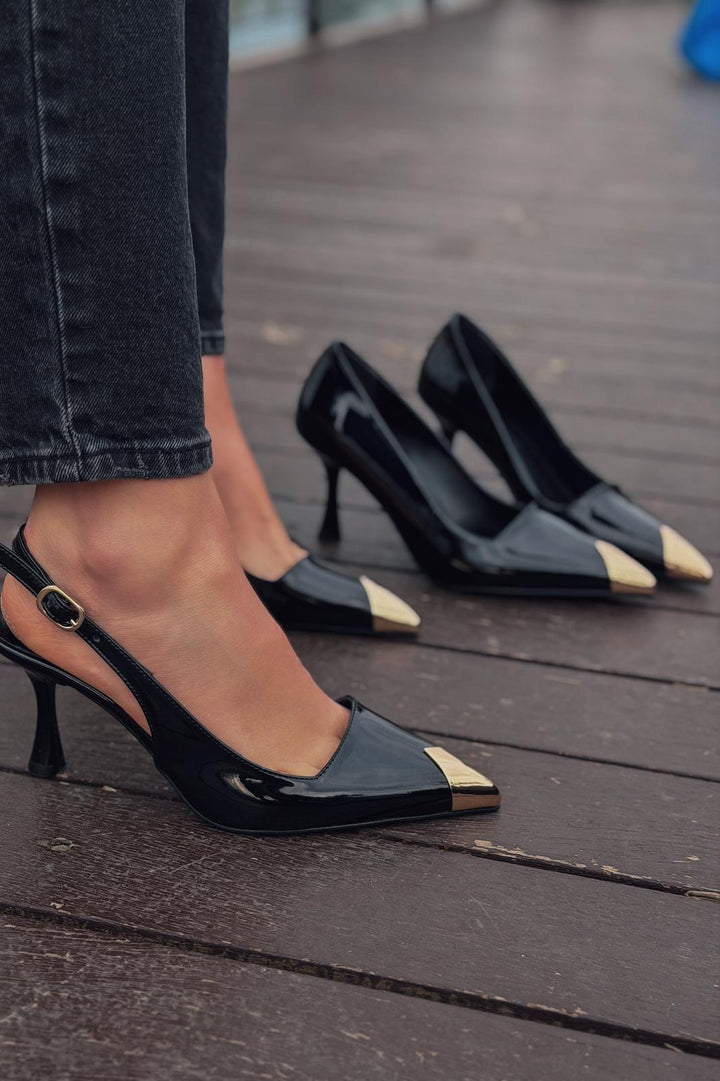 Caligo Stiletto Siyah Rugan - ILOVESHOES