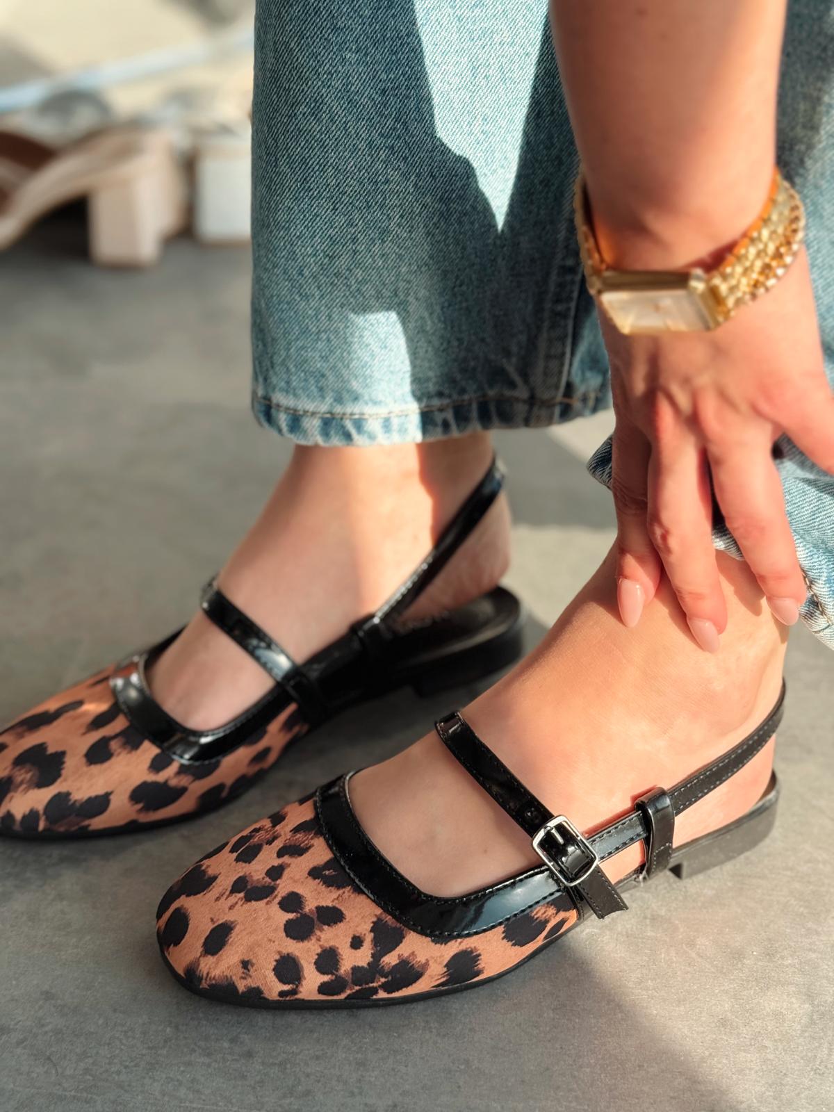 Minor Saten Leo Desenli Bant Detaylı Mary Jane - ILOVESHOES