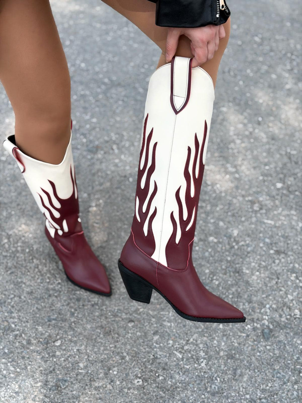 Uldra Kadın Kovboy Çizme Bordo Mat Deri - ILOVESHOES