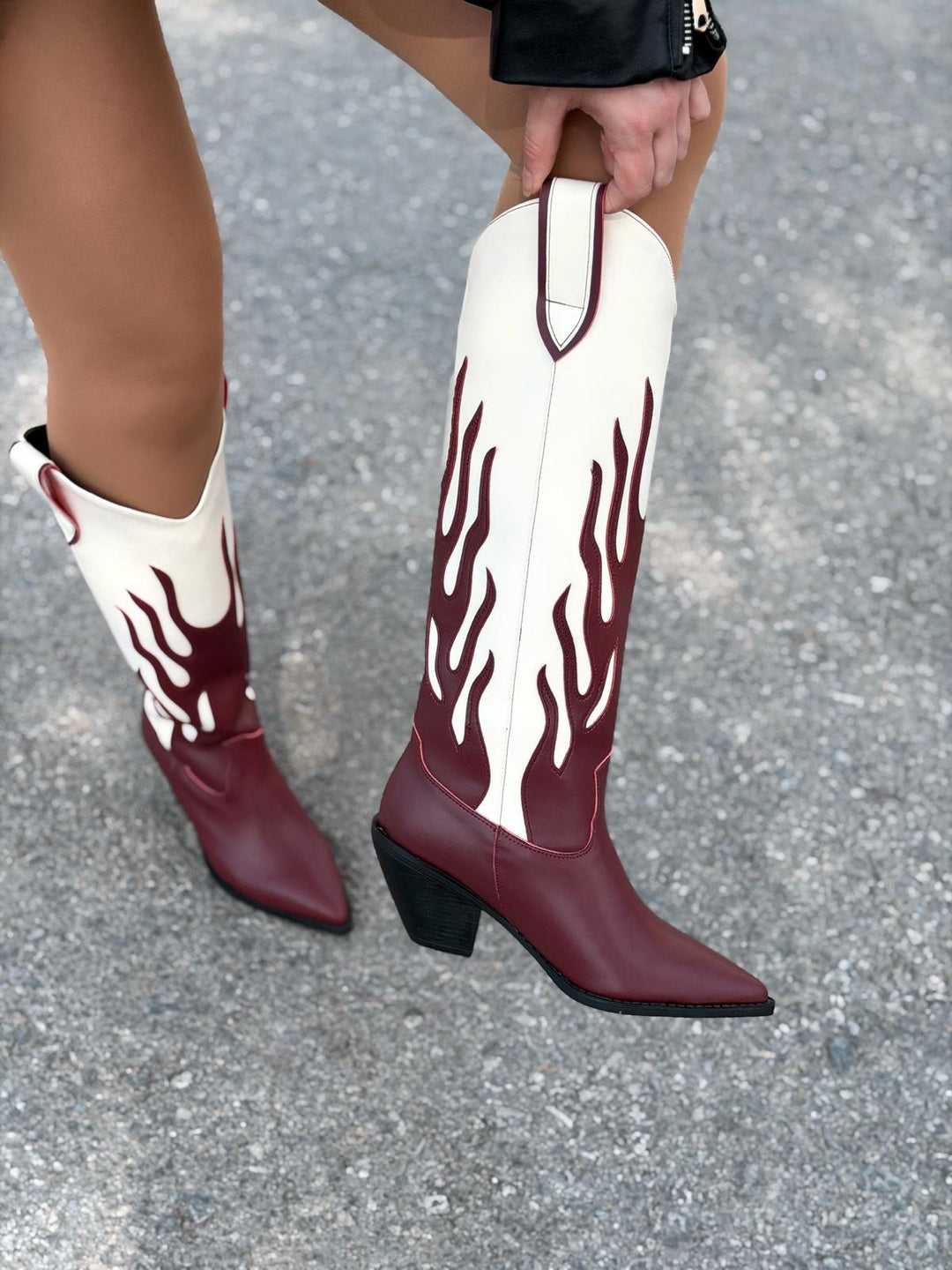 Uldra Kadın Kovboy Çizme Bordo Mat Deri - ILOVESHOES