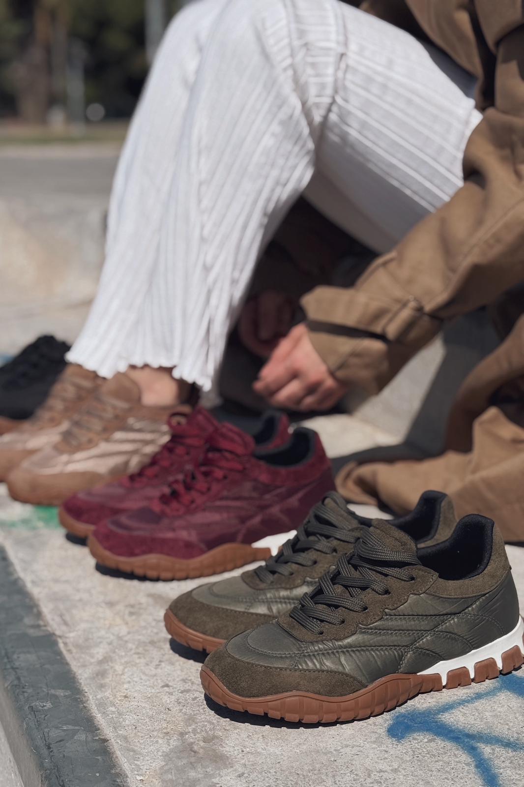 Romine Paraşüt Kumaş Bordo Kadın Spor Ayakkabı - ILOVESHOES