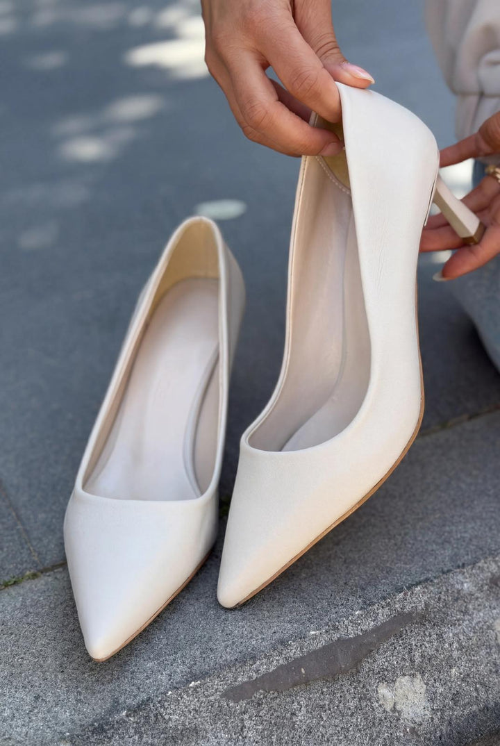 Delvion Bej Mat Deri Kadın Stiletto - ILOVESHOES