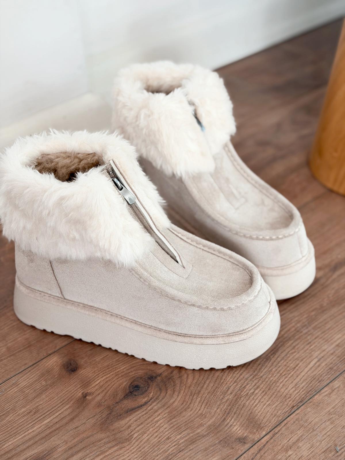 Molira Kadın İçi Tüylü Bot Bej Süet