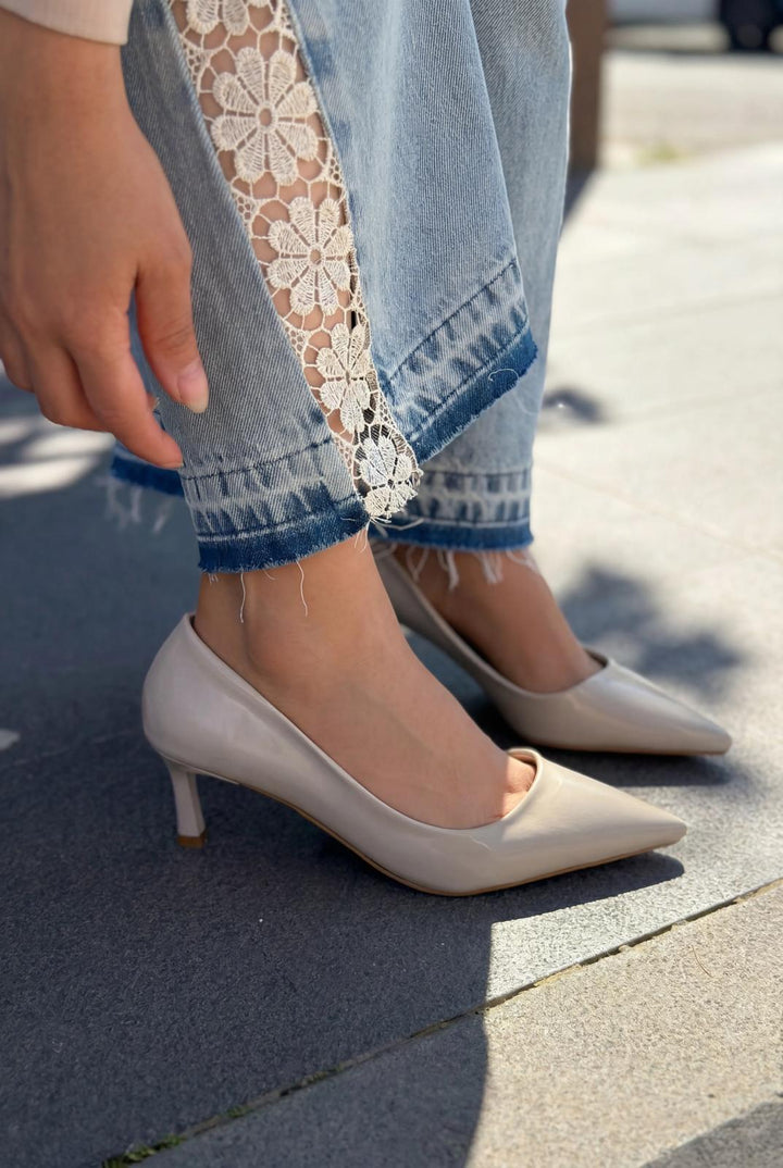 Delvion Bej Rugan Kadın Stiletto - ILOVESHOES