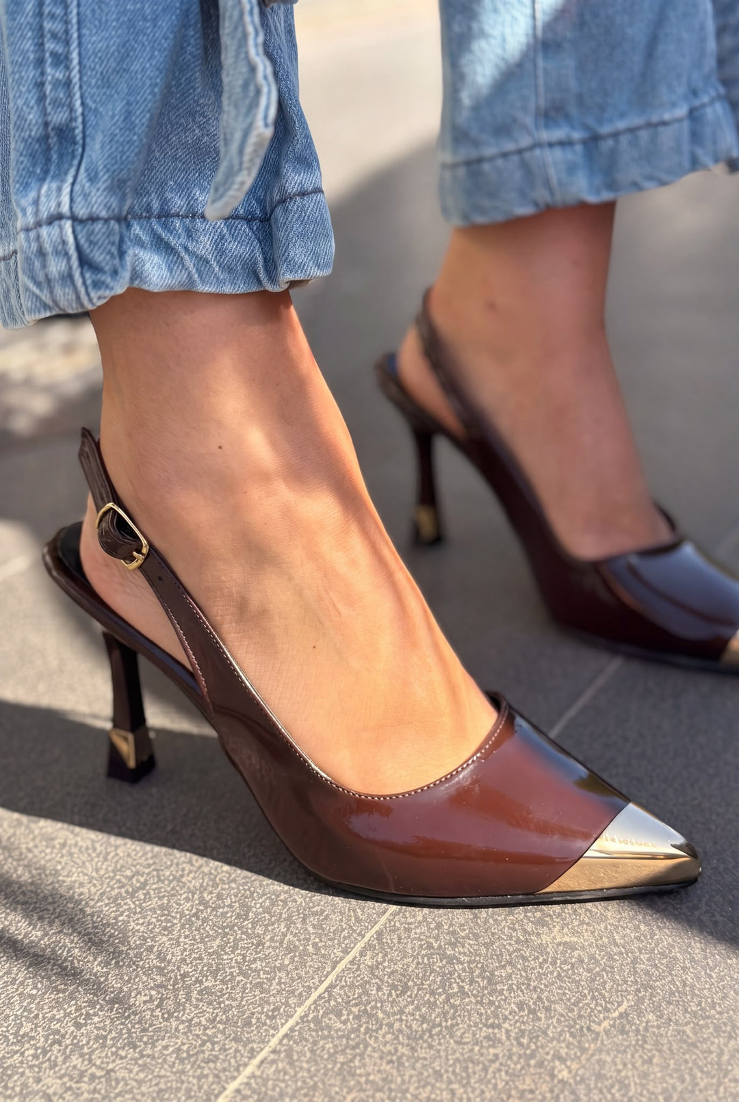 Sarnok Acı Kahve Rugan Kadın Stiletto - ILOVESHOES