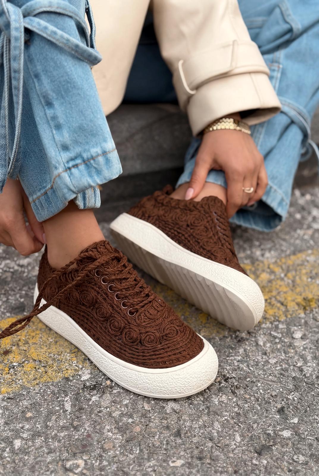 Sarrin Kadın Spor Ayakkabı Acıkahve Örgü