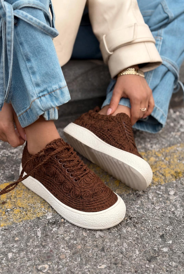 Sarrin Kadın Spor Ayakkabı Acıkahve Örgü