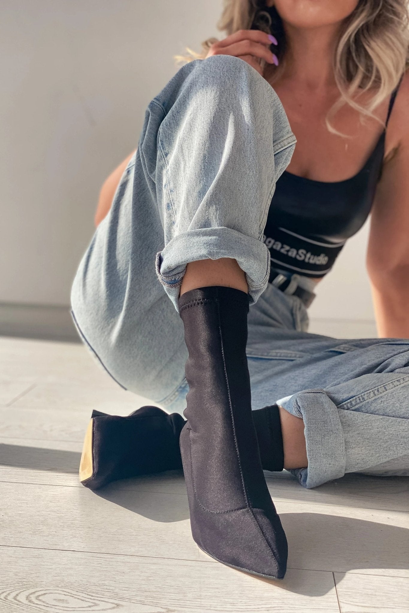 Loravo Kadın Streç Topuklu Bot Siyah - ILOVESHOES