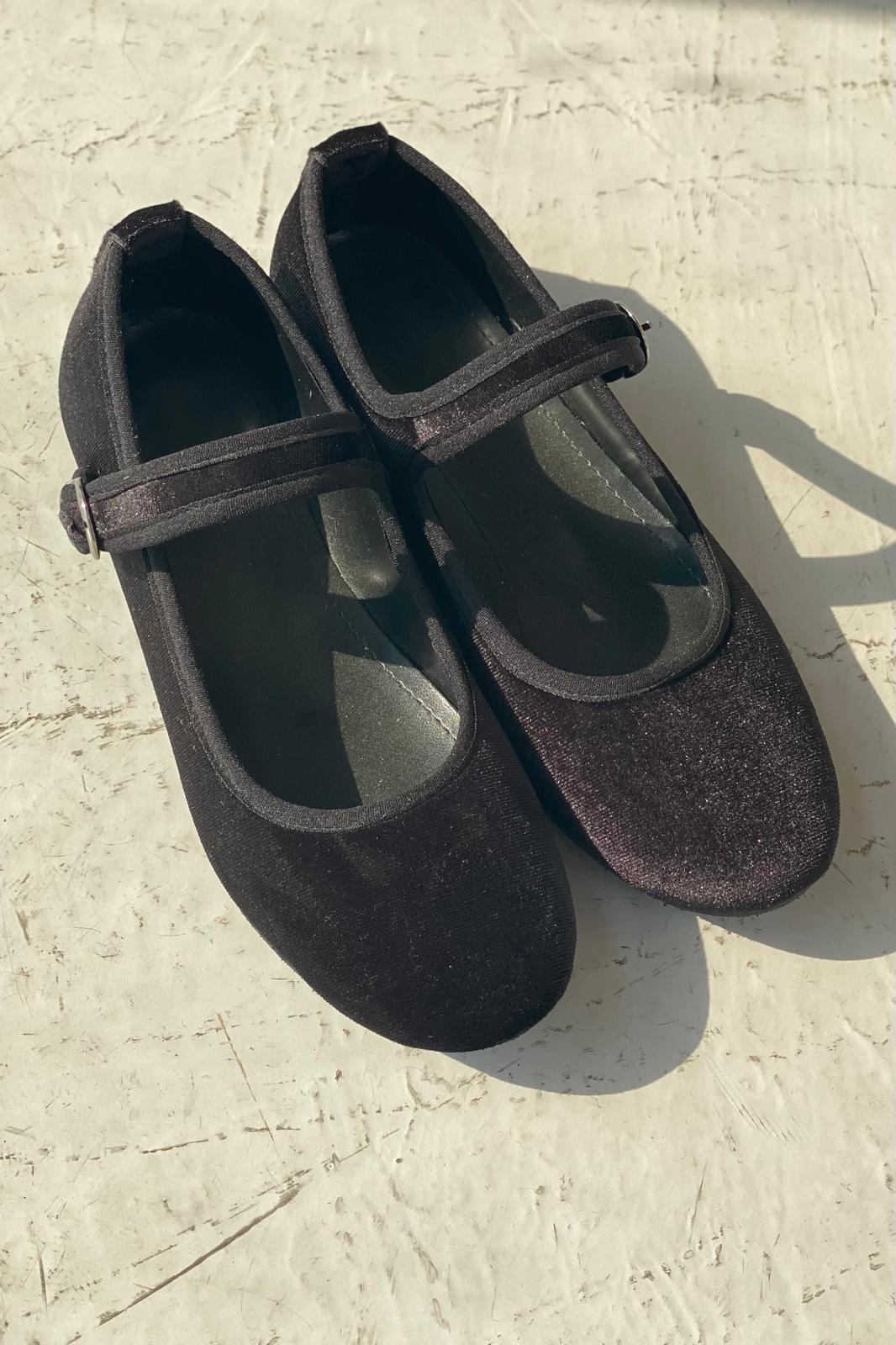 Vosinta Kadife Mary Jane Babet Siyah - ILOVESHOES