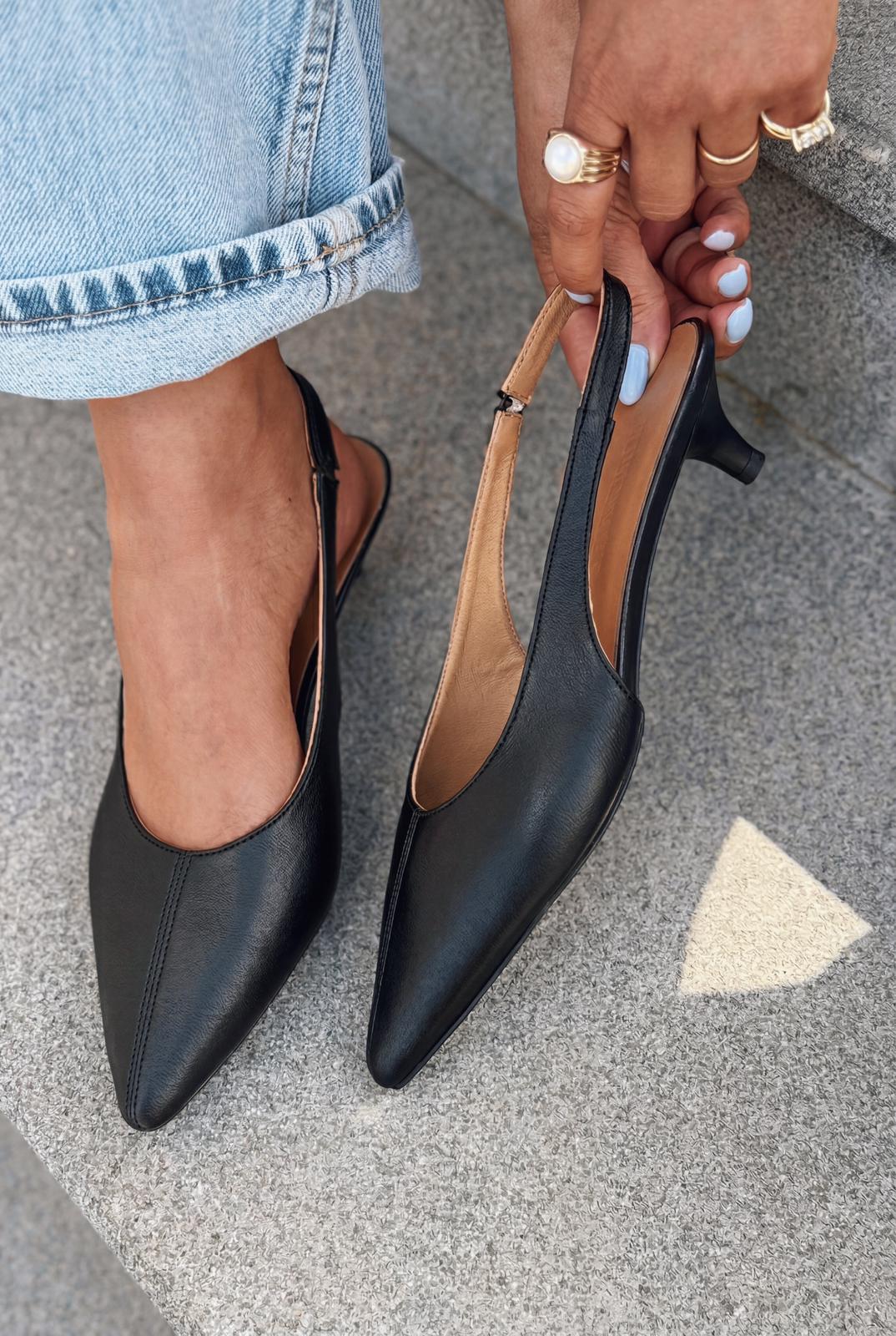 Selor Hakiki Deri Siyah Mat Deri Kadın Stiletto - ILOVESHOES