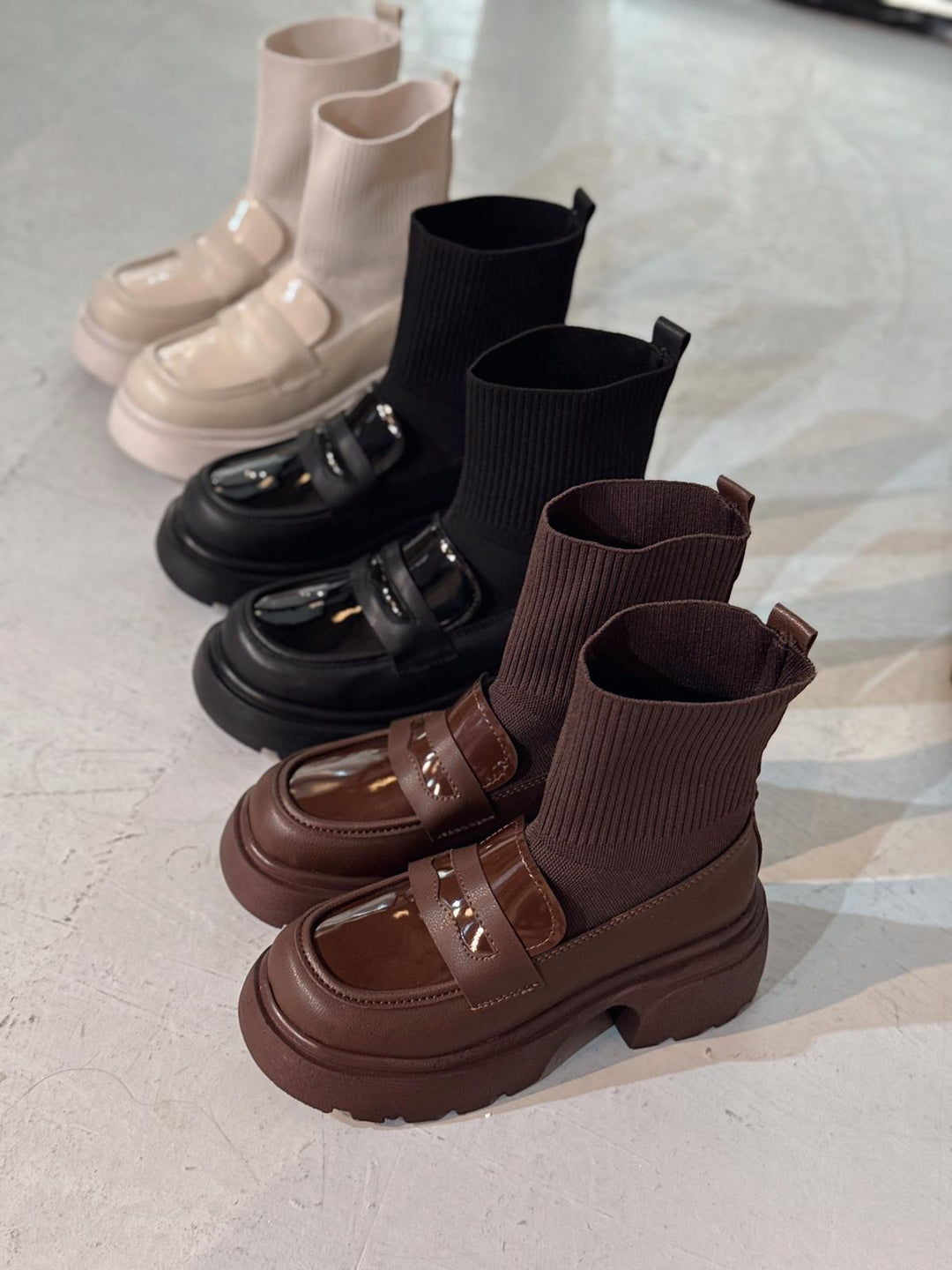 Celora Kadın Kalın Taban Bot Siyah Triko - ILOVESHOES