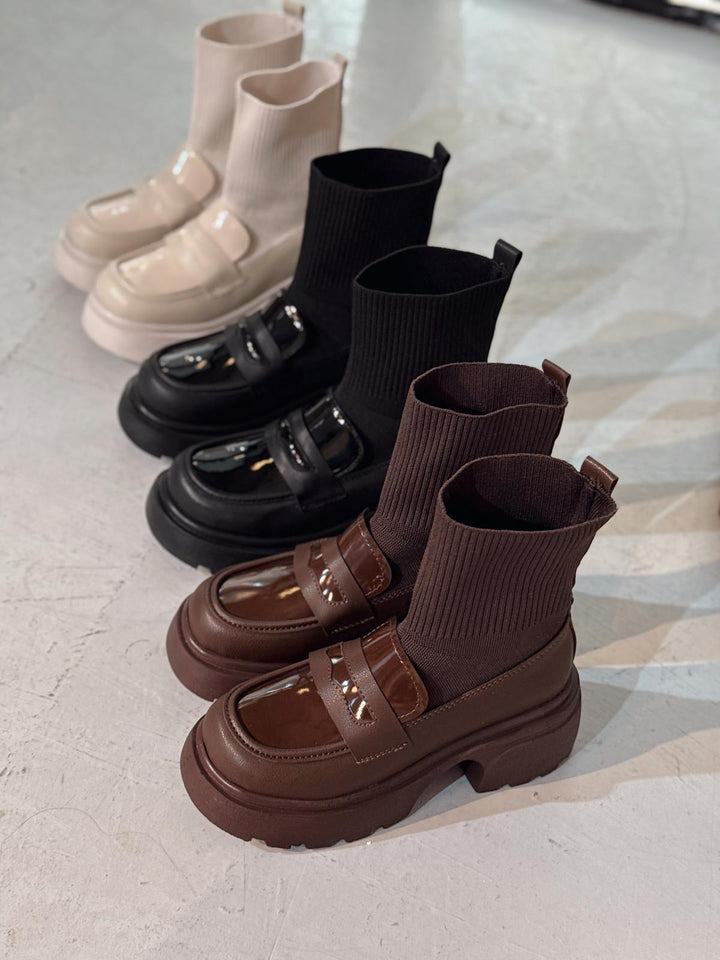 Celora Kadın Kalın Taban Bot Siyah Triko - ILOVESHOES