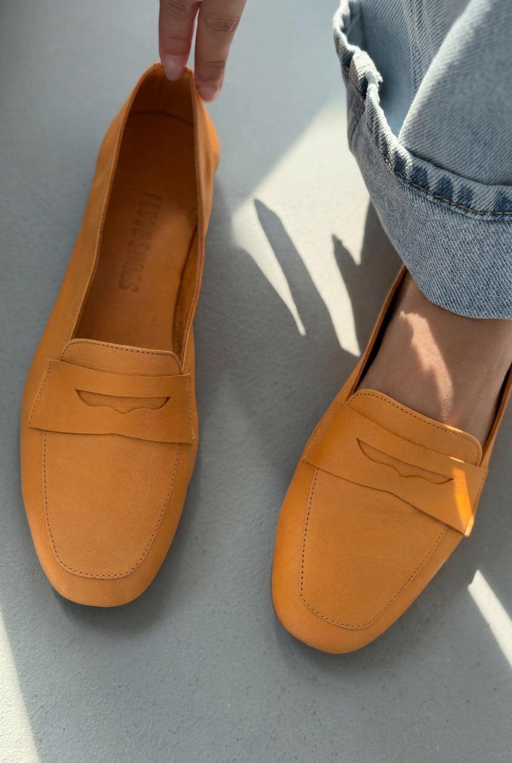 Melniel Turuncu Hakiki Deri Kadın Loafer - ILOVESHOES