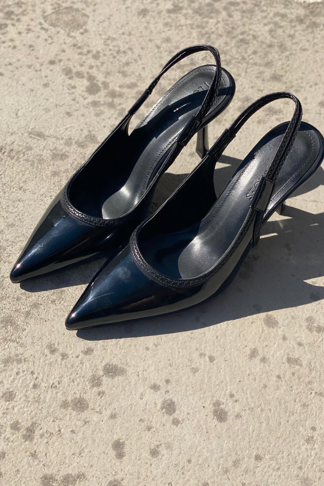 Veniro Rugan Siyah Stiletto - ILOVESHOES
