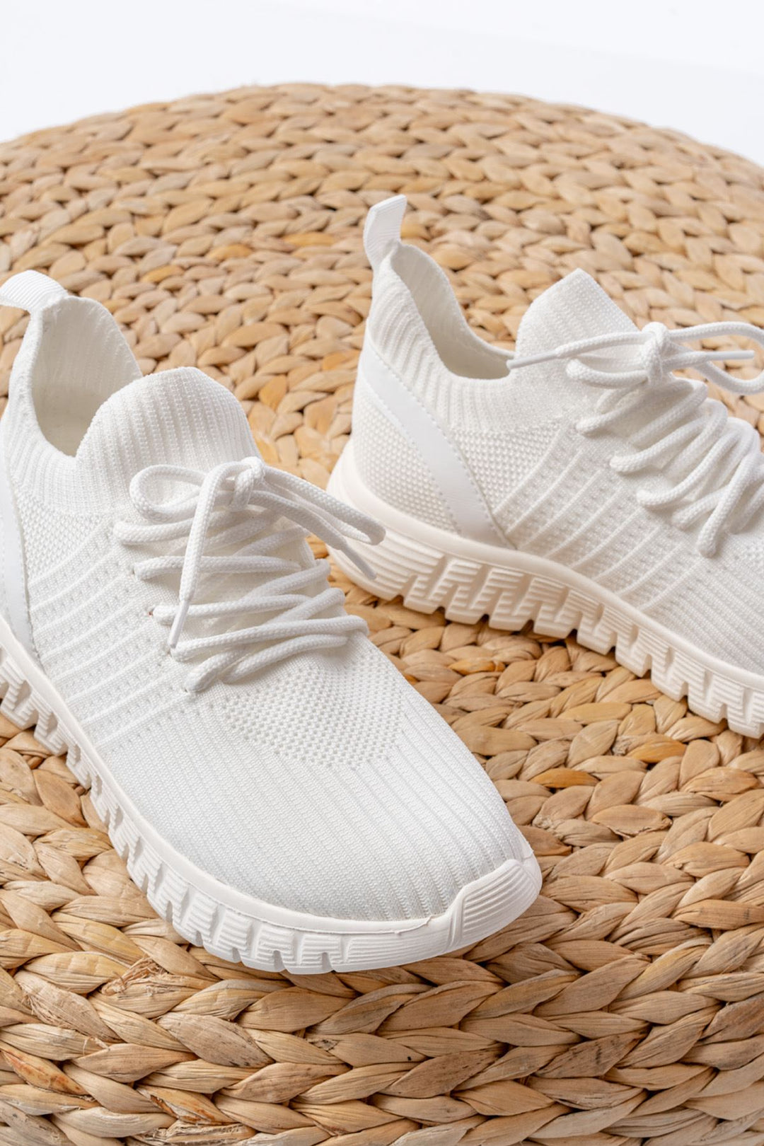 Orlian Beyaz Bağcıklı Faylon Taban Kadın Spor Ayakkabı - ILOVESHOES