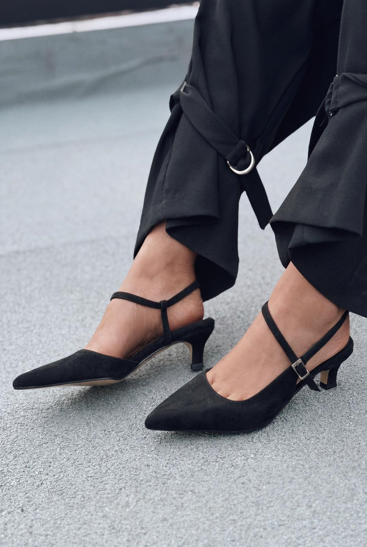 Torev Siyah Süet Kadın Stiletto - ILOVESHOES