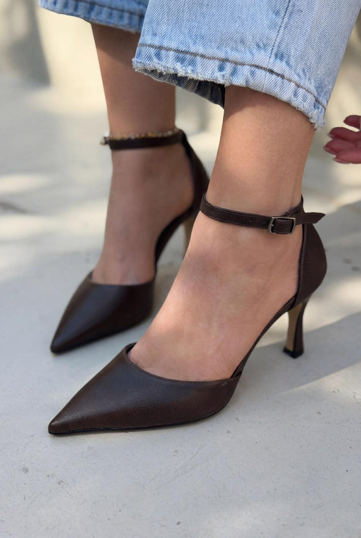 Selaris Stiletto Acıkahve Mat Deri - ILOVESHOES