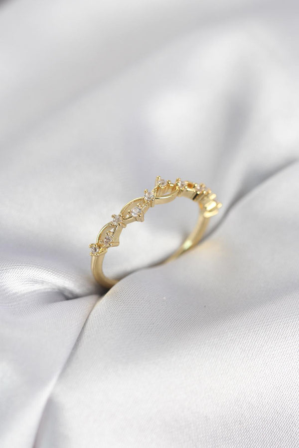 ILS - 1094 Kadın Yüzük Gold Pirinç Zirkon Taşlı - ILOVESHOES