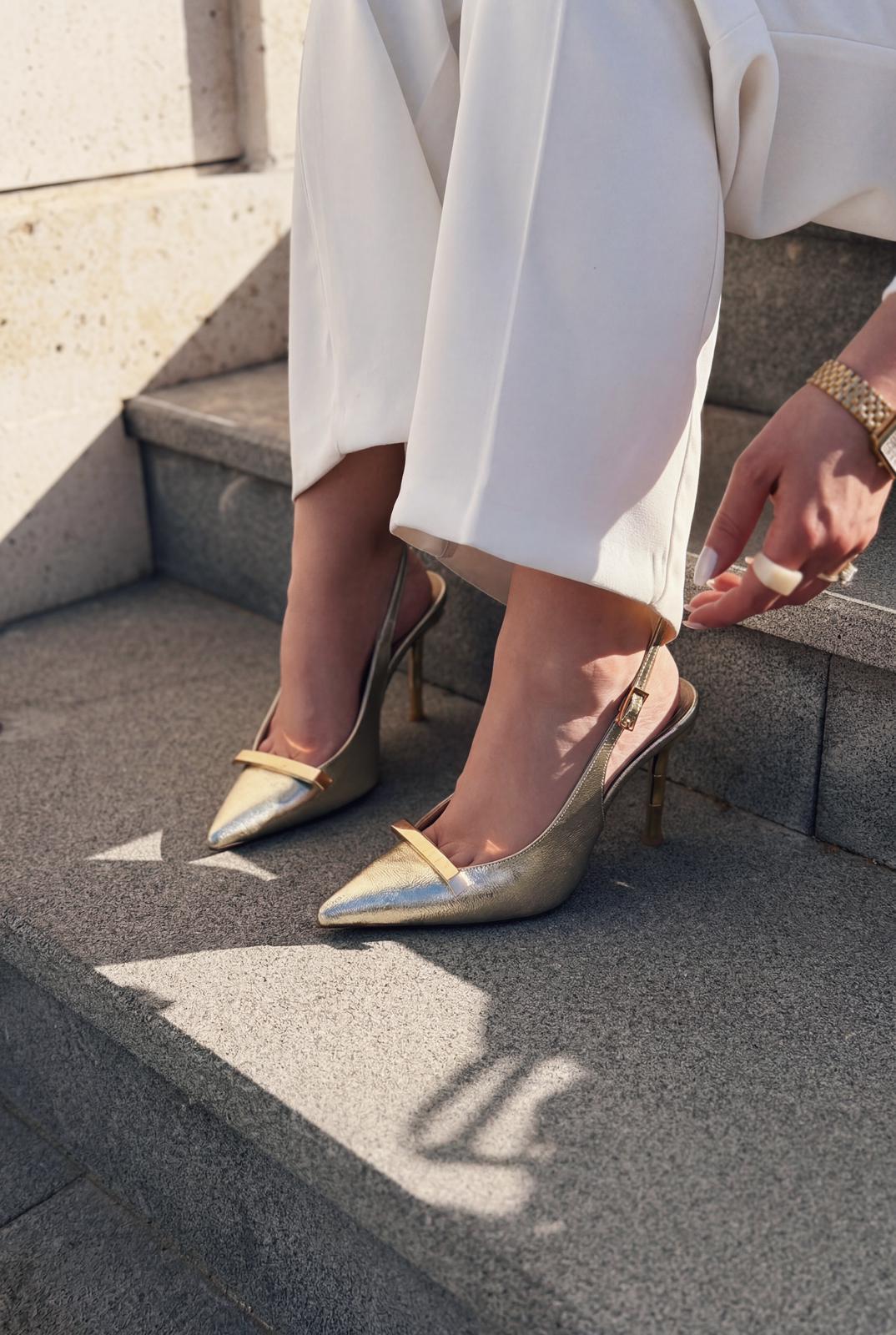 Norloven Gold Parlak Deri Kadın Stiletto - ILOVESHOES
