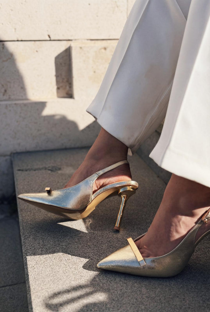 Norloven Gold Parlak Deri Kadın Stiletto - ILOVESHOES