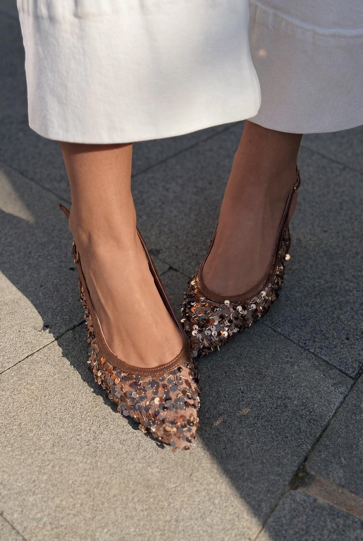 Selorine Stiletto Bronz Pullu - ILOVESHOES