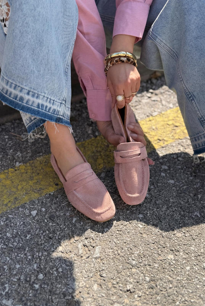 Orvino Pudra Süet Kadın Loafer - ILOVESHOES