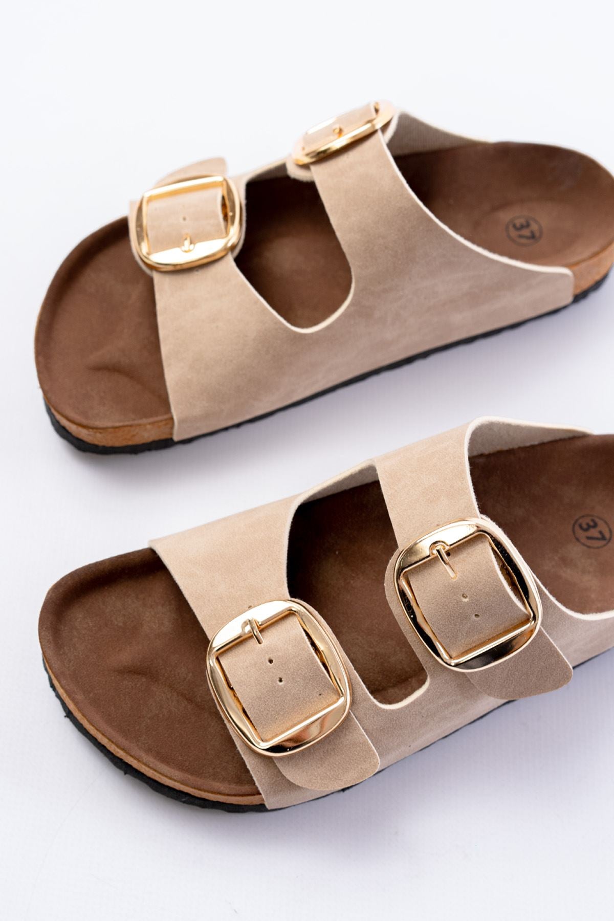 Palona Nubuk Bej Kadın Terlik - ILOVESHOES