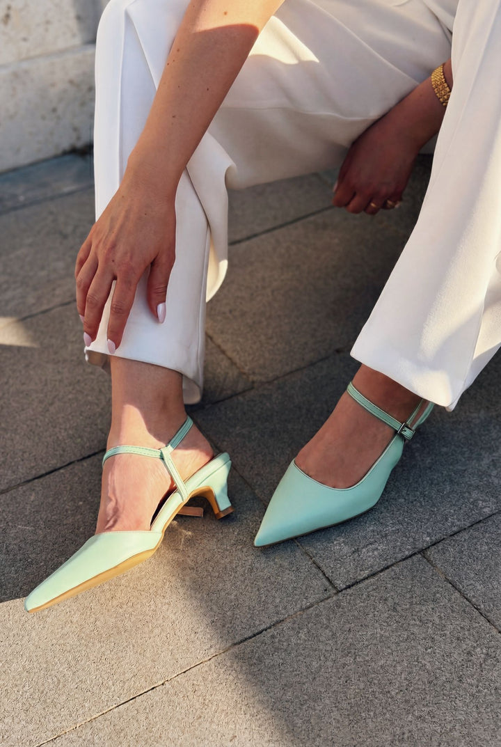 Torev Yeşil Mat Deri Kadın Stiletto - ILOVESHOES