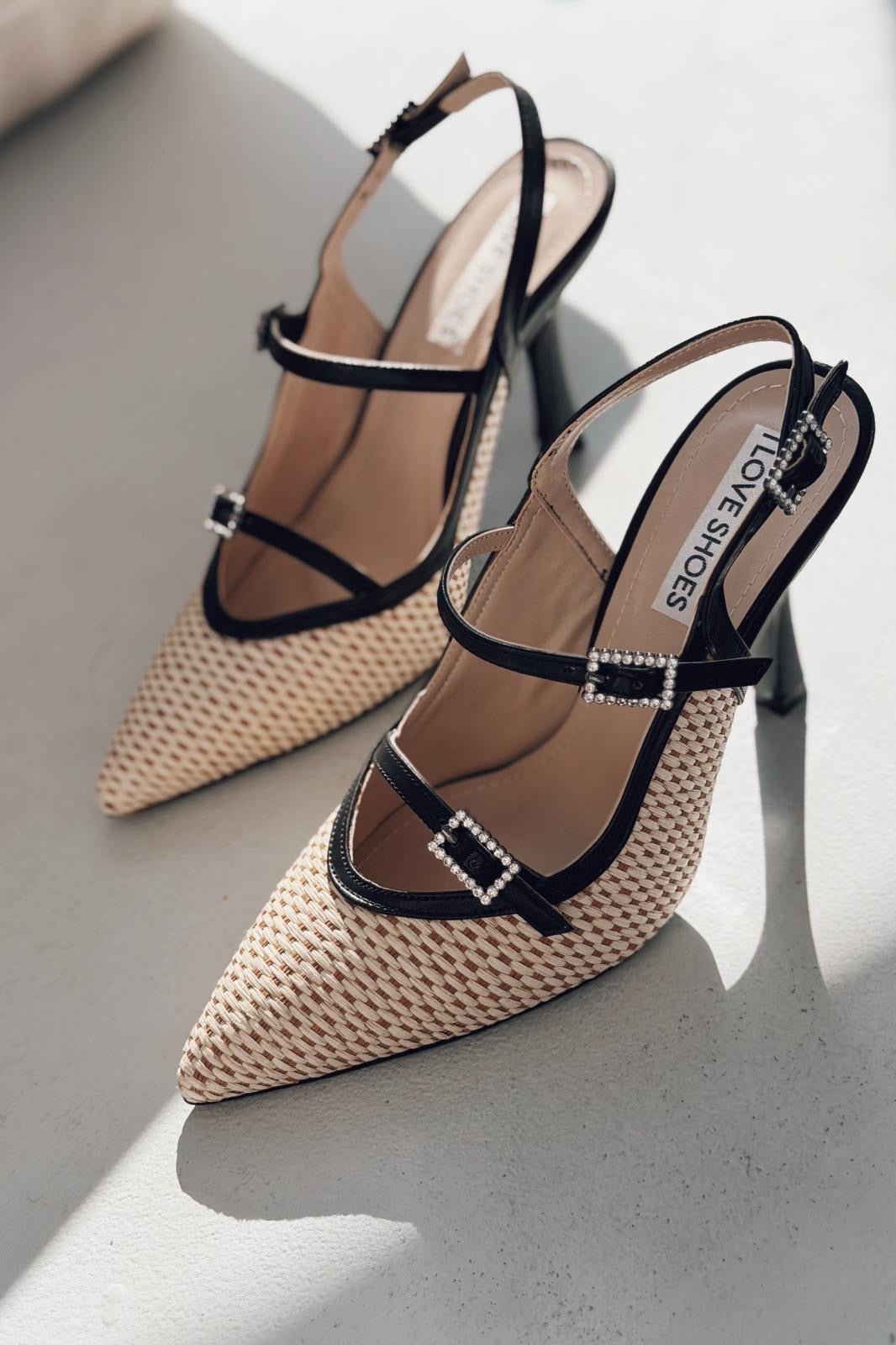 Eliore Siyah Hasır Kadın Stiletto - ILOVESHOES
